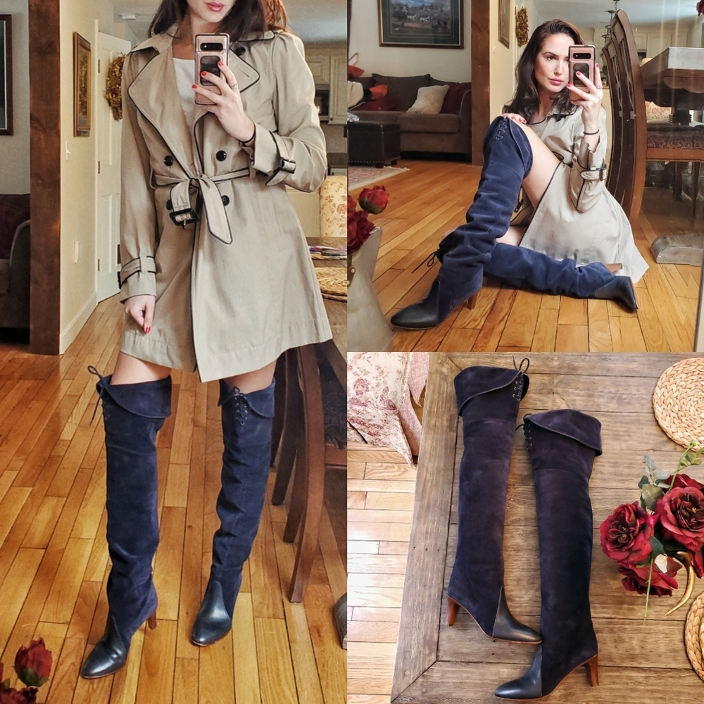 Chloé Blue Lagoon OTK Boots Suede & Leather WILL TRADE - Picture 3 of 16